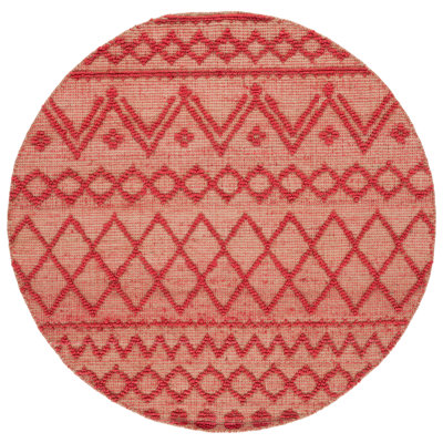 Jeanel Natural Fiber Flat Weave Jute/Cotton Geometric Rug in Red