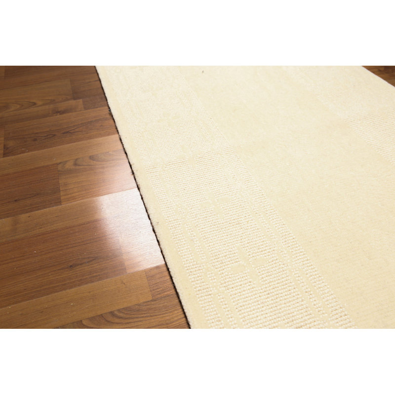 Tapis persan ivoire traditionnel en laine, Tapis de couloir 2 pi 4 po x 74 pi