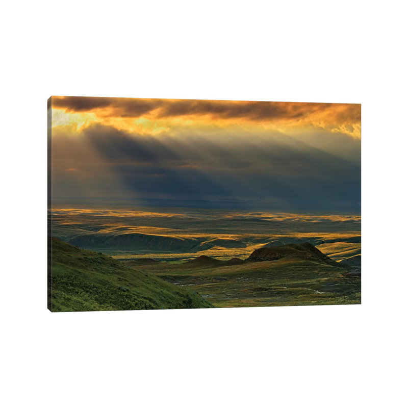 Canada, Saskatchewan, Grasslands National Park. Killdeer Badlands At Sunset. by Jaynes Gallery - Wrapped Canvas Print