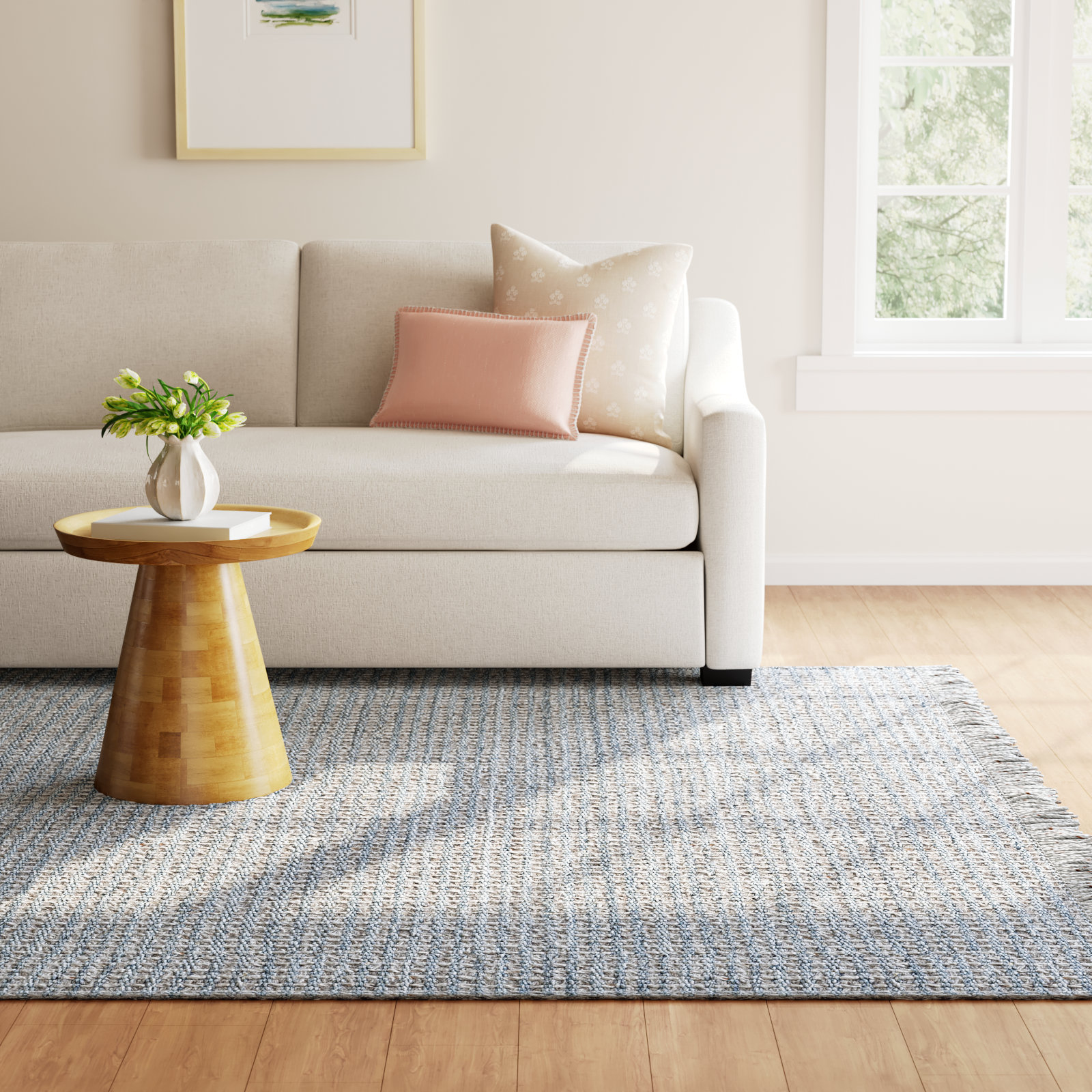 Viewcrest Hand-Woven Aqua Geometric Rug, Rectangle 6' x 9'