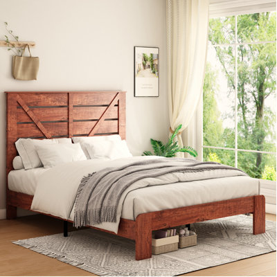 Queen Bed Frame Headboard And Charging Station, Wood Platform Bed, Sturdy And No Noise, No Box Spring Needed -  Gracie Oaks, 048D926AE3F0492FB72DAB60C580F91F