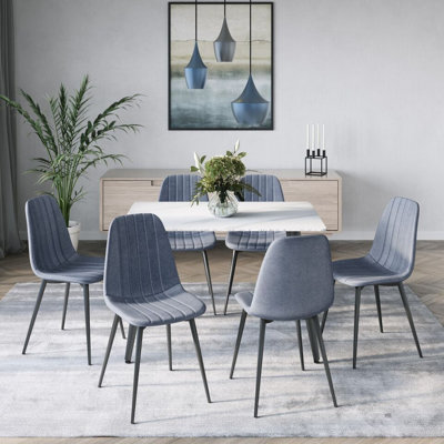 Carlo Anti Stain Velvet Dining Chairs Padded Seat Metal Legs Kitchen Office