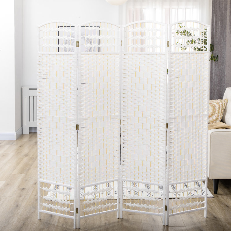Alexin 160cm W x 170cm H 4 - Panel Solid Wood Folding Room Divider