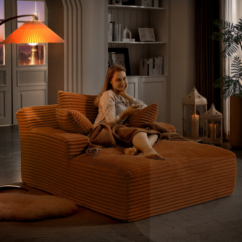 Chaise longue avec coussin moelleux, Orange