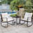 2 - Person Outdoor Dining Set, 3-Piece Outdoor Rattan Rocking Bistro Set with Cushions and Glass Coffee Table-1480451902-1480451898
