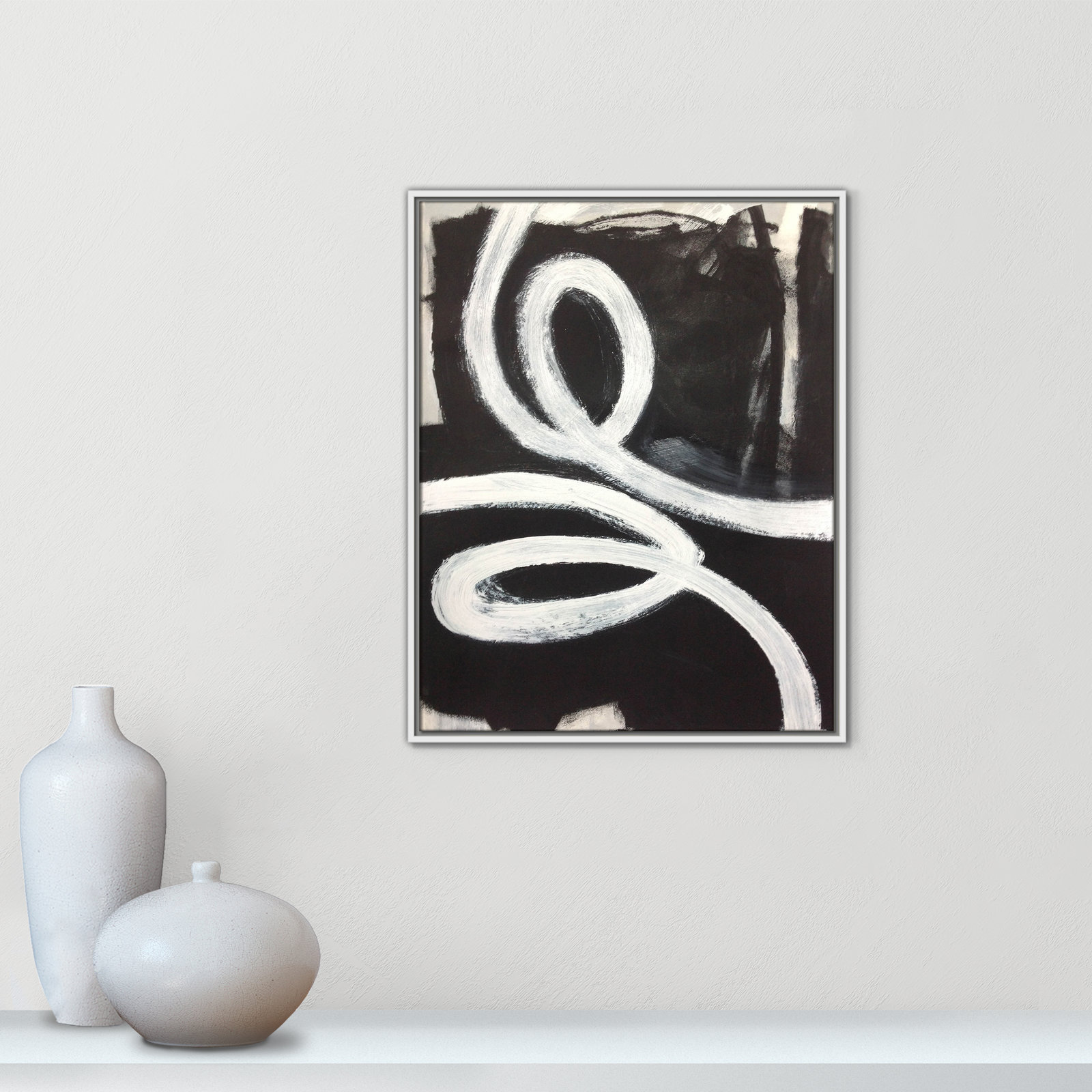 Bronte "Swirly Swirls I" Print, No, 29.5" H x 23.5" W x 2" D, White Floater Framed