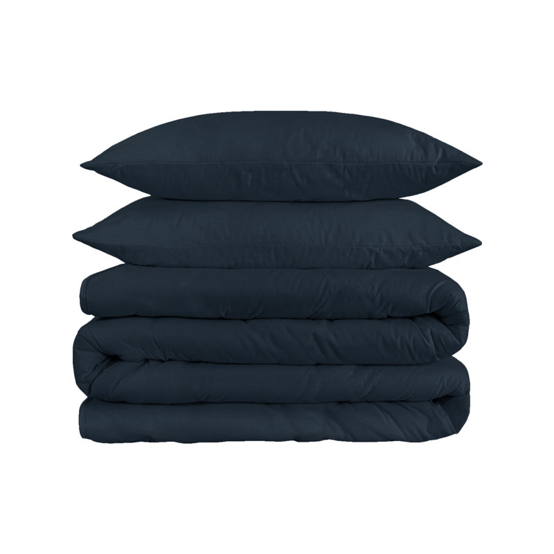 Ensemble de housse de couette de luxe 100% coton à densité de tissage 1200 fils 3 pièces, Bleu marine