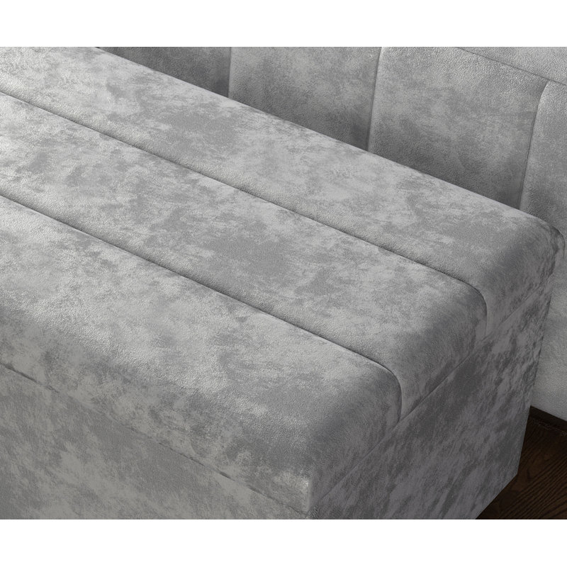 Airiona 102cm Wide Rectangle Striped Standard Ottoman with Storage, Silver