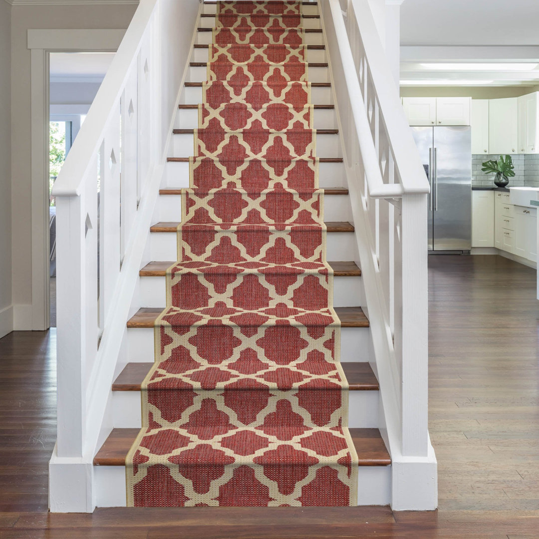 Trellis Red Stair Runner – Hardwearing, Non-Slip & Durable Carpet for Stairs & Staircases, Multiple Lengths