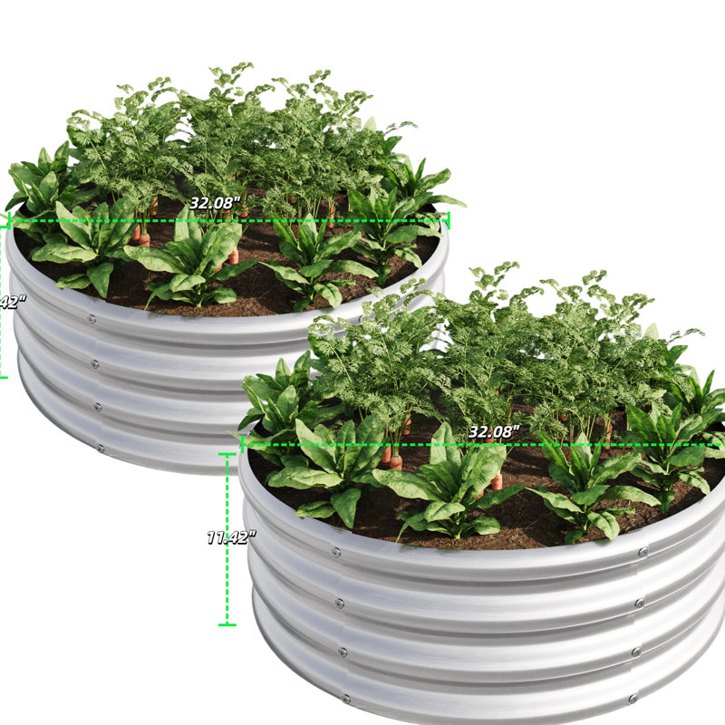 2Pcs W840116761 Galvanized Metal Raised Bed For Growing Herbs And Succulents, Open Bottom Design Avoiding Water Accumulation Planter Box Diy Garden Layout, Nutrient Absorption
