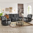 Ensemble de salon inclinable 3 pièces avec 2 fauteuils de massage chauffants électriques et causeuse manuelle avec console