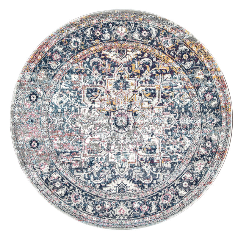 Tapis de couloir à motif de médaillon pour salon, salle à manger, chambre à coucher, entrée, vestibule, cuisine Misi, bleu / multicolore