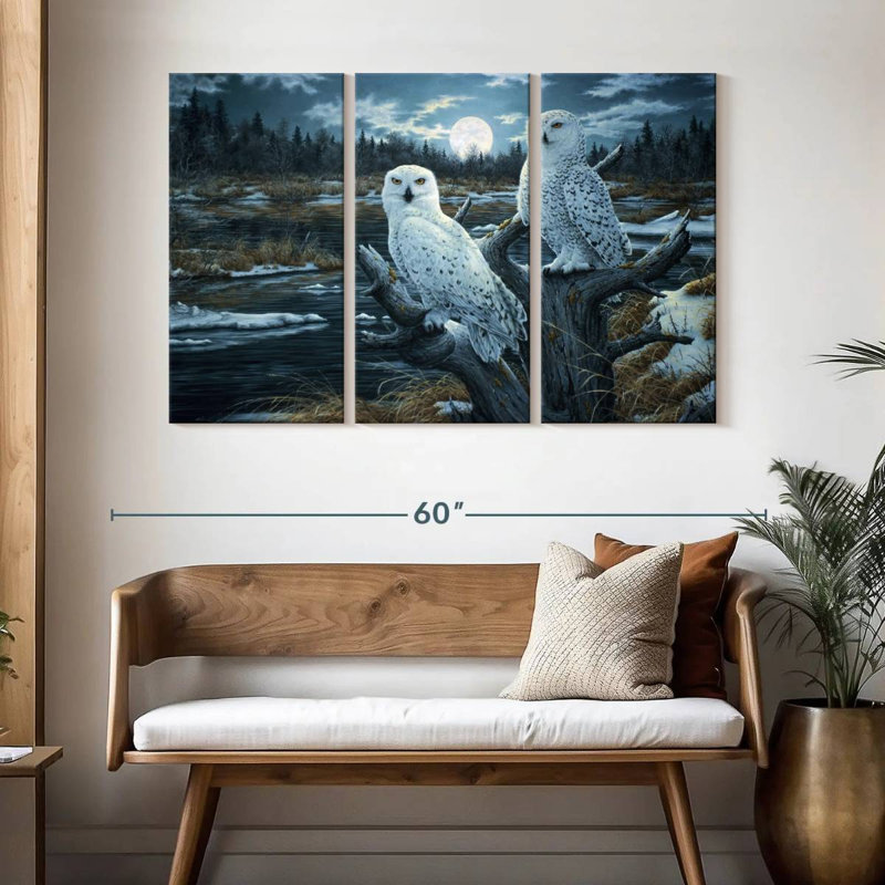 Brampt Two Snowy Owls, 32" H x 50" W