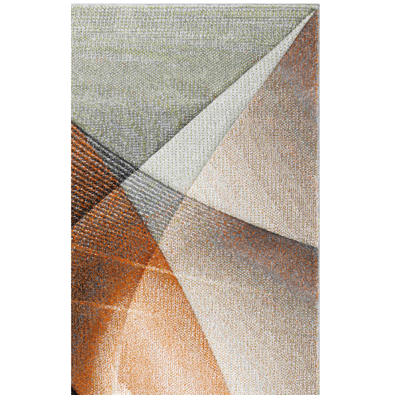 Tapis géométrique gris / orange Tontogany, Carré 6 pi 7 po