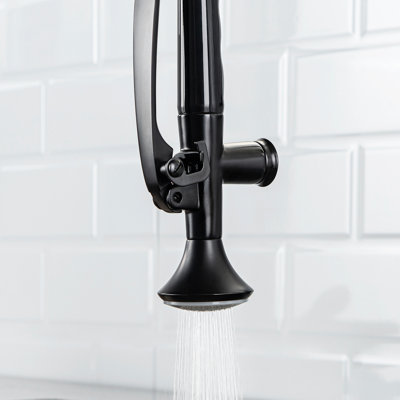 Heavy Duty Commercial Sink Faucet - Kitchen Pre-Rinse Single Handle Black Matte Style Filter