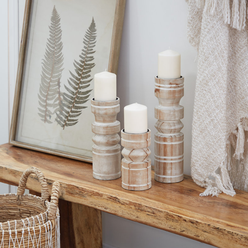Wood Tabletop Candlestick, Natural