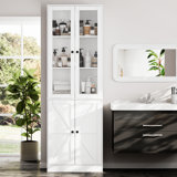 70.9'' H X 23.6'' W Linen Cabinet With Glass Door