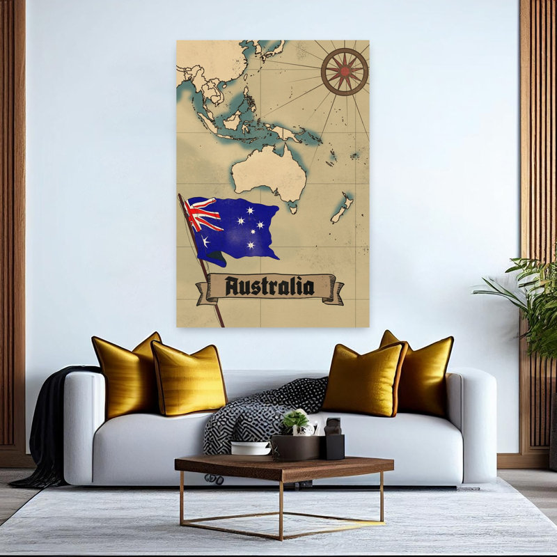 Art mural rétro, carte de l'Australie rétro