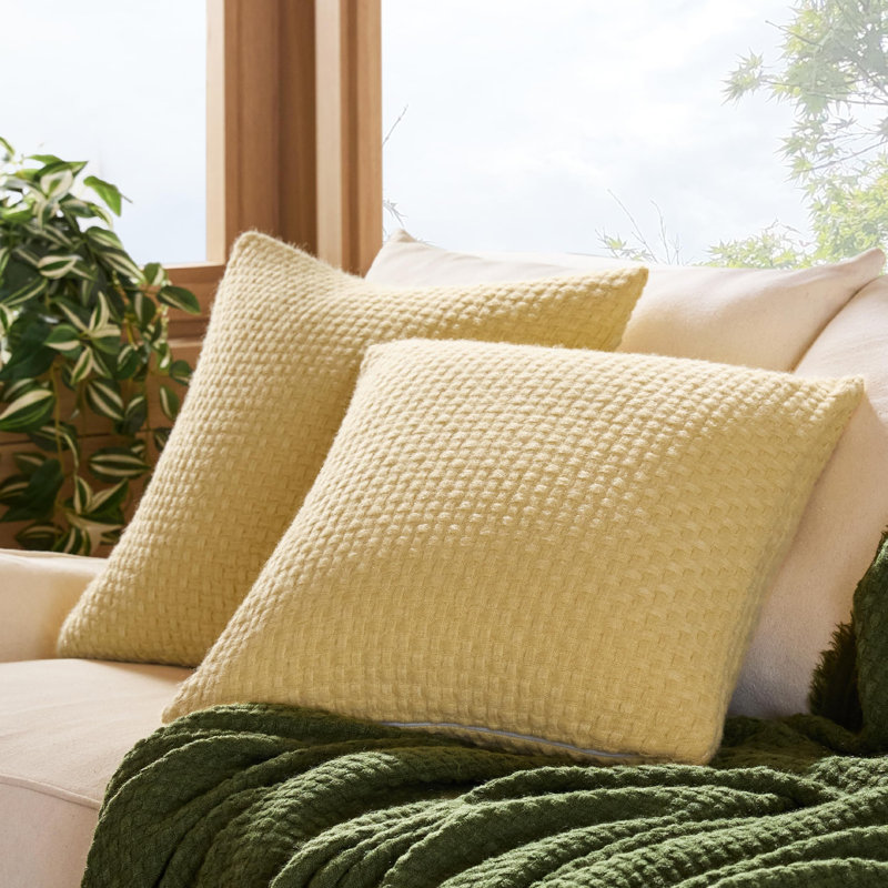 Housses de coussin en jacquard à carreaux, Jaune