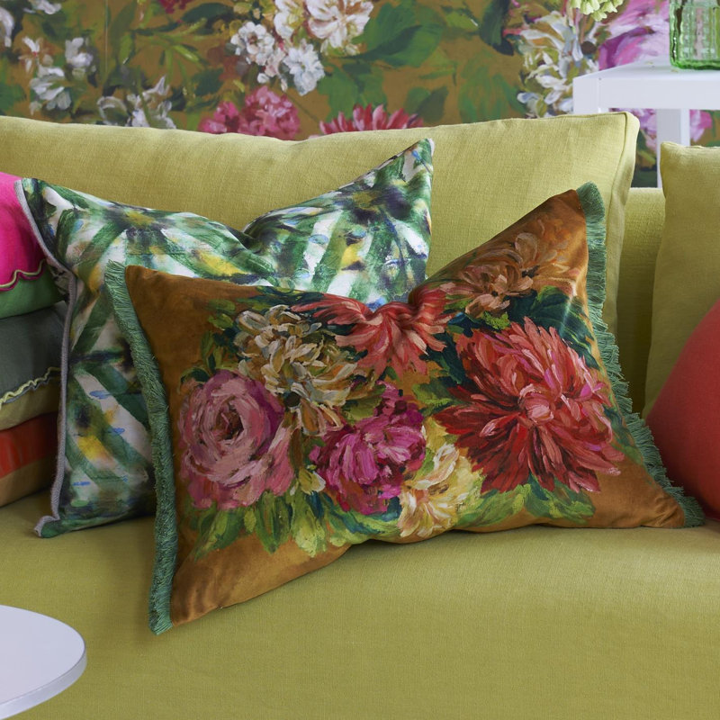 Fleurs D Artistes Decorative Pillow, Terracotta Floral