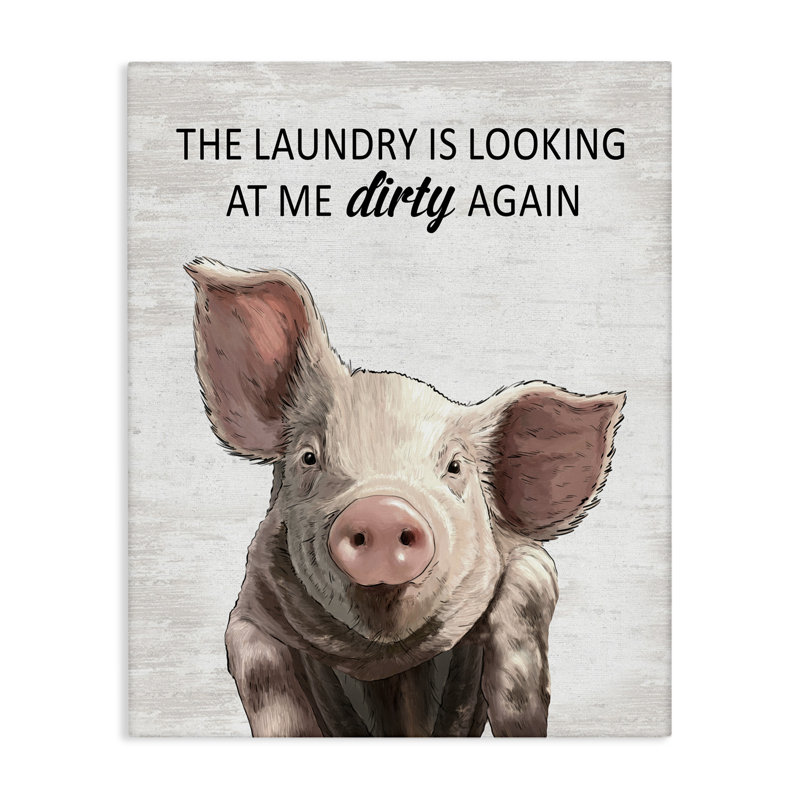 «Funny Dirty Laundry Pig Canvas», conception par Lettré et doublé, H 20 po x l 16 po