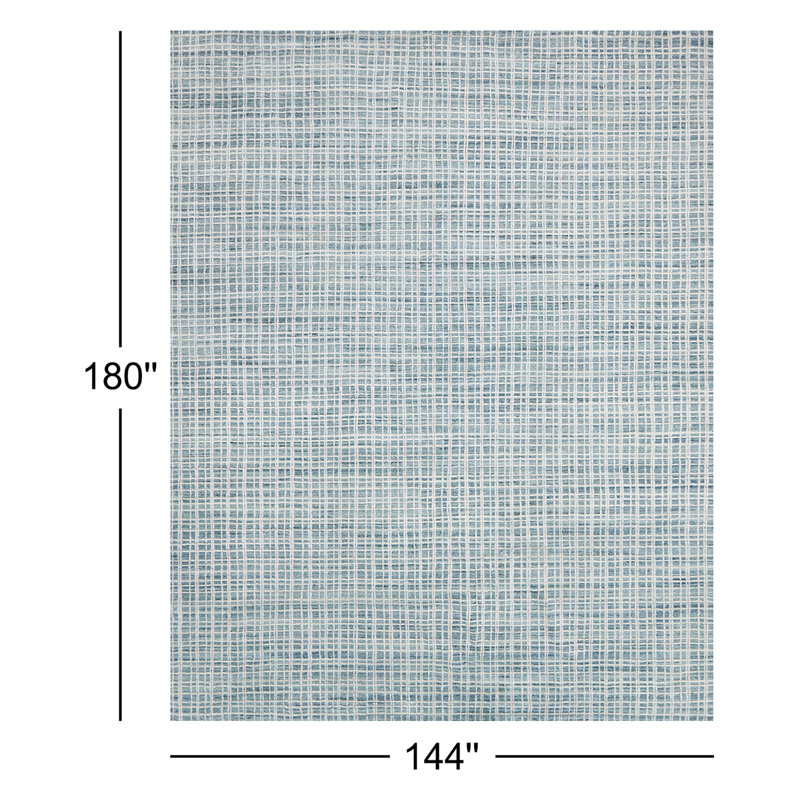 Tapis bleu tissé à la main Hannon, Rectangle 12 pi x 15 pi