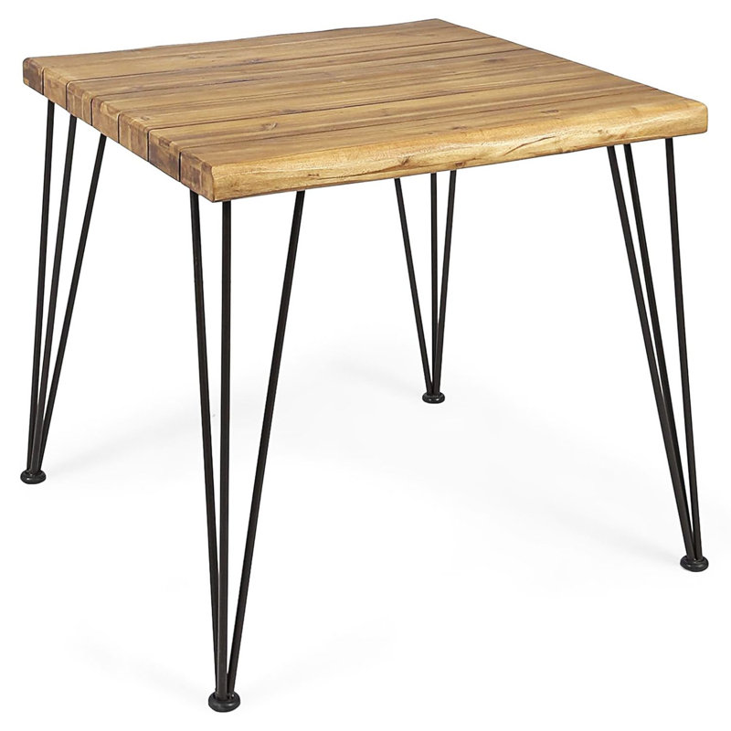 Tindley Acacia Solid Wood Top Metal Base Dining Table