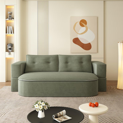 Canapé 78,7 "moderne 2 en 1 pliable avec couverture fonctionnelle et 2 coussins moelleux, canapé en velours côtelé moelleux confortable, canapé-lit convertible, canapé à siège profond pour le salon, la chambre à coucher
