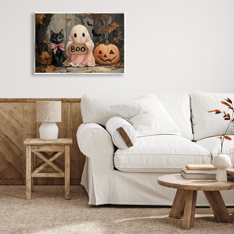 Adorable plaque murale d'Halloween boo, design par Arlington Prints, H 13 po x l 19 po