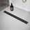 Drain de plancher de douche rectangulaire en acier inoxydable noir mat, bonde linéaire de 30 pouces avec pieds de nivellement, crépine, grille à motif de bar amovible