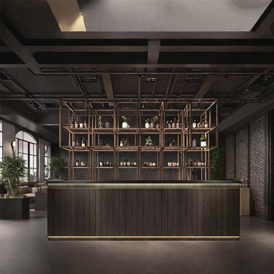 Rustic Style Bar Front Desk with Storage and Bar Counter by KPXU Bar Counter