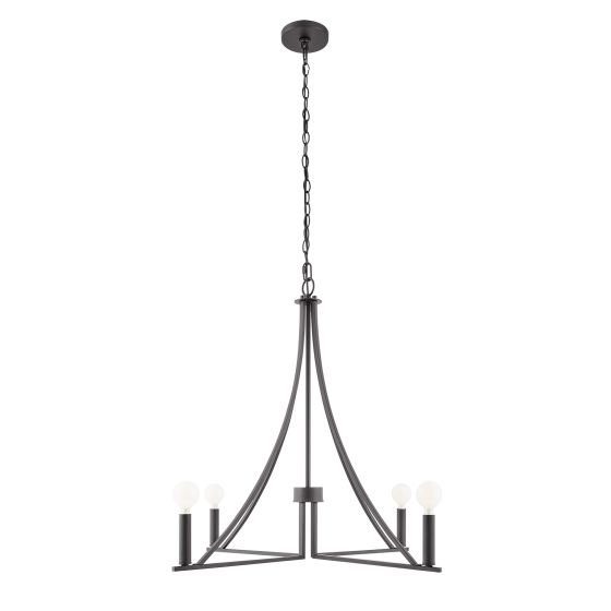 Lustre 4 lumières Meridian en noir mat, Noir mat, E12/candélabre, Non