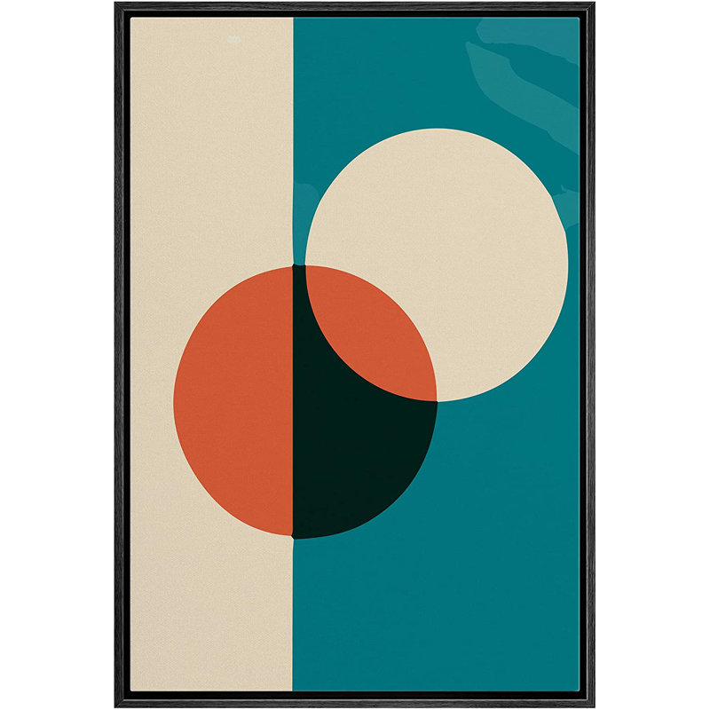 Abstrait, blocs de couleurs vibrantes, impression sur toile encadrée IDÉE4WALL, cercles entrecroisés avec motif de champs de couleur bleue, illustrations, art moderne, chic, relax / calme ultra pour le salon, la chambre à coucher, le bureau