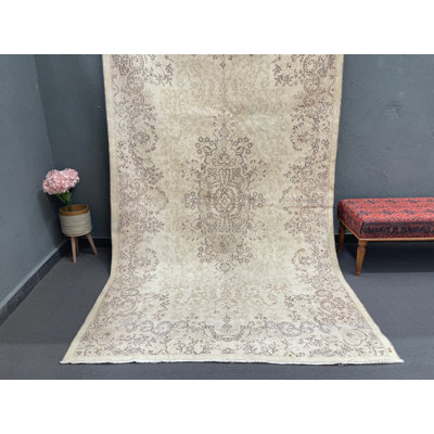 Tapis beige en laine Vintage Patchwork 67,3 x 111 pouces