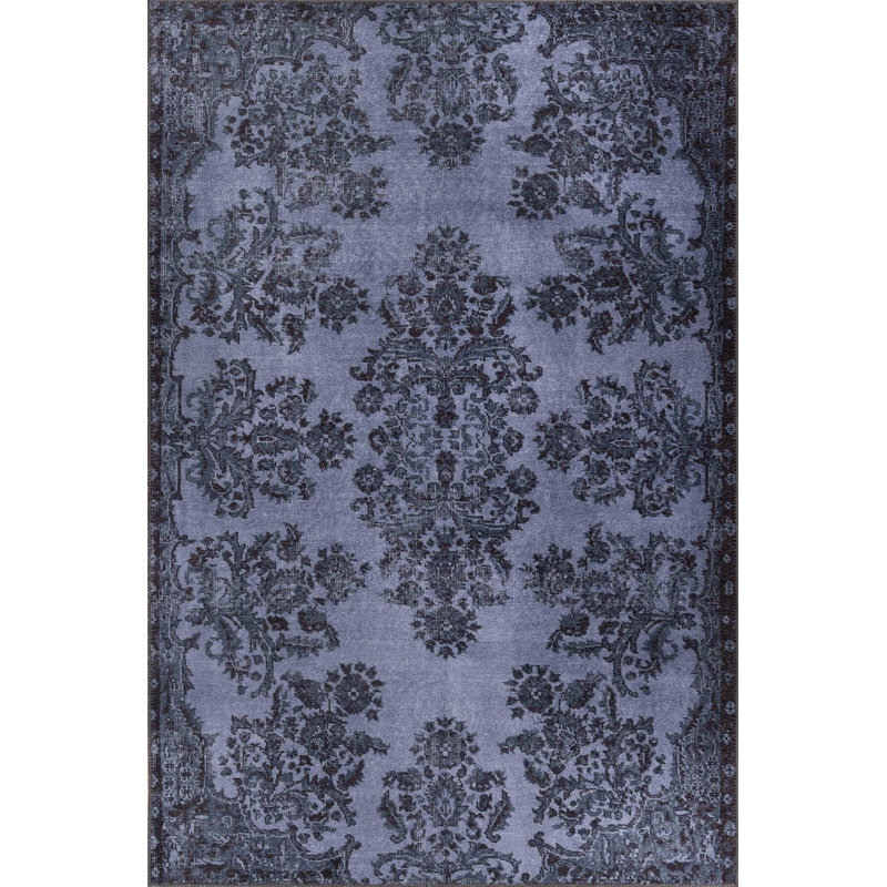 Tapis de luxe bleu marine, 2,5 x 7,5 pieds | 100% polyester, 54,6 oz / m² | Hauteur des poils: 0,16 pouce | Polyester recyclé dessous | Tapis élégant et durable pour la maison ou le bureau