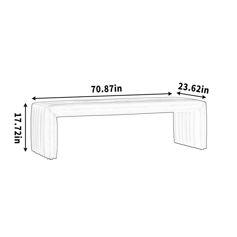 Tabouret à chaussures simple, H 17,72 po x l 70,87 po x P 23,62 po