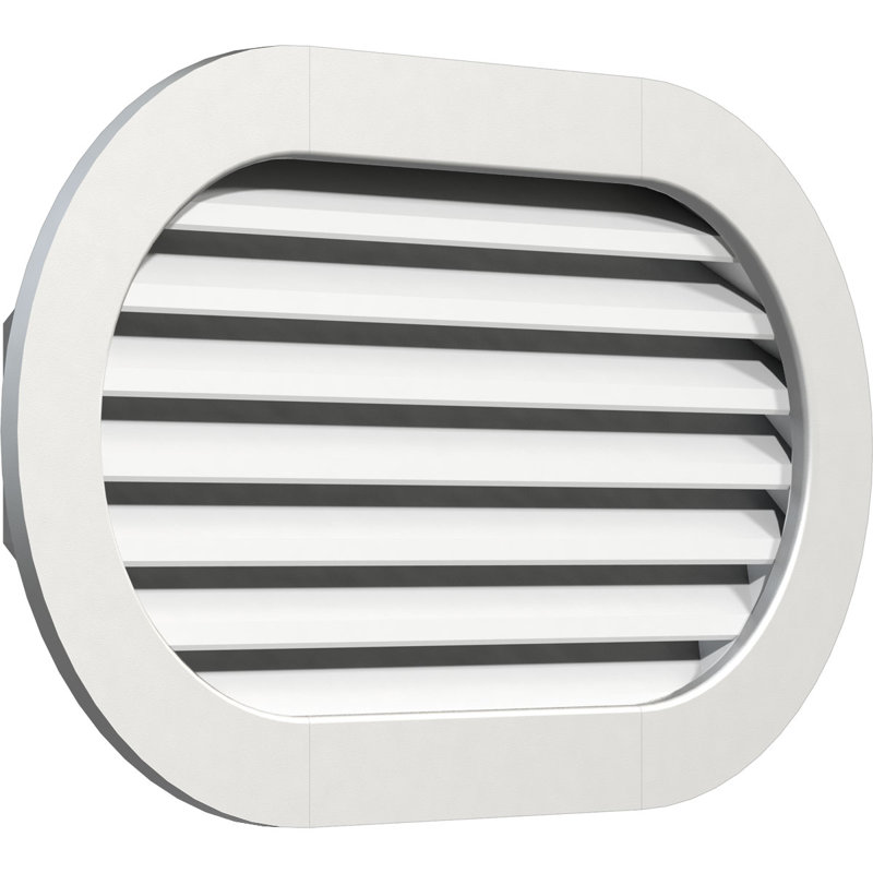 Évent à pignon horizontal en PVC avec cadre plat et bordure blanche, H 19 po x l 23 po x P 3 po