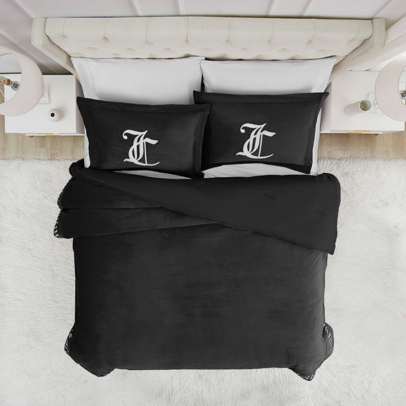 Gothic Reversible Comforter Set, King Comforter + 2 King Shams, Black