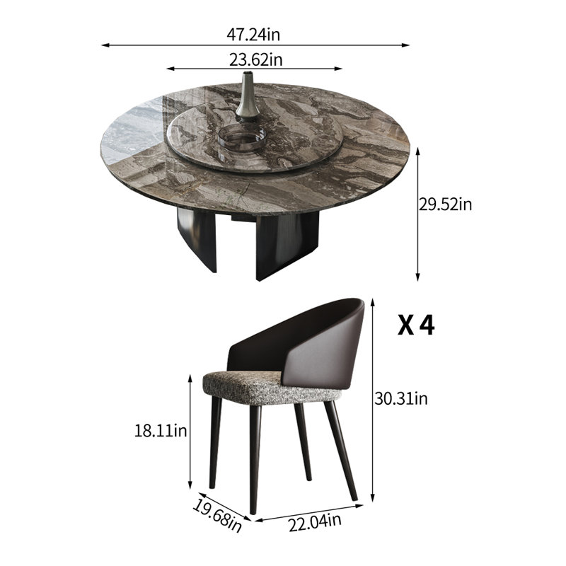 Ensemble de table de salle à manger moderne et simple en marbre de luxe