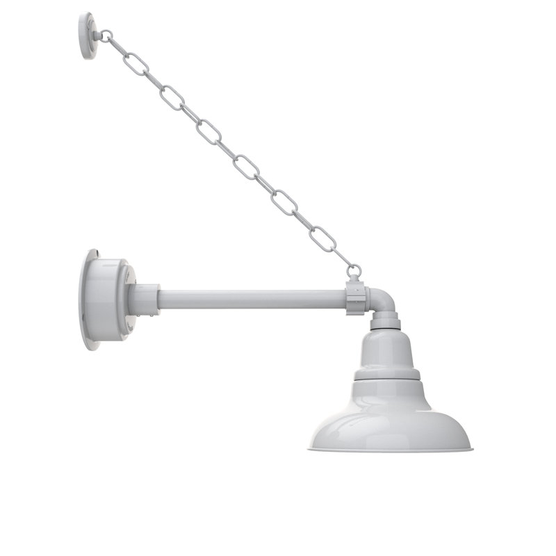 Luminaire de grange d'extérieur à DEL Adesh, H 18 po x l 8 po x P 23 po, Blanc