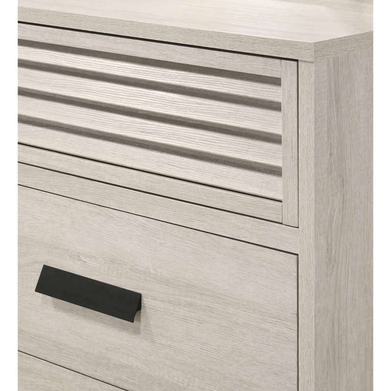 Commode à 5 tiroirs 1 parchemin beige contemporaine avec quincaillerie pour l'élégance de la chambre à coucher