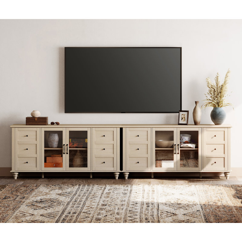 Crédence de rangement l 115,8 po, Beige clair