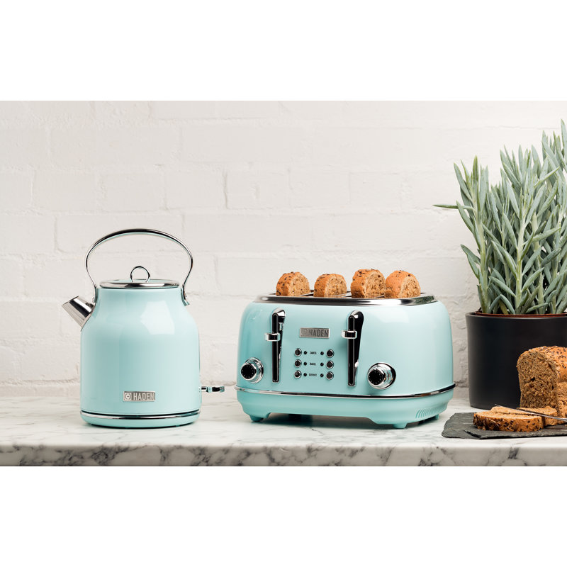 HADEN Heritage 4-Slice Wide Slot Toaster, Turquoise