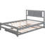Lit plateforme double avec lit gigogne gris mobile - Fabrication en bois de pin-1842663215