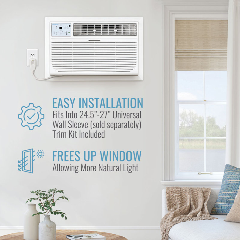 Keystone 10,000 BTU White Through-the-Wall Air Conditioner with Heater and Remote
