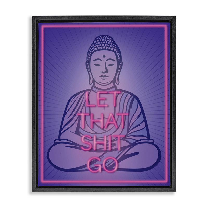 "Let That Sh * t Go Meditation", art mural encadré flottant par Reinders, Cadre flottant noir de jais, H 21 po x l 17 po
