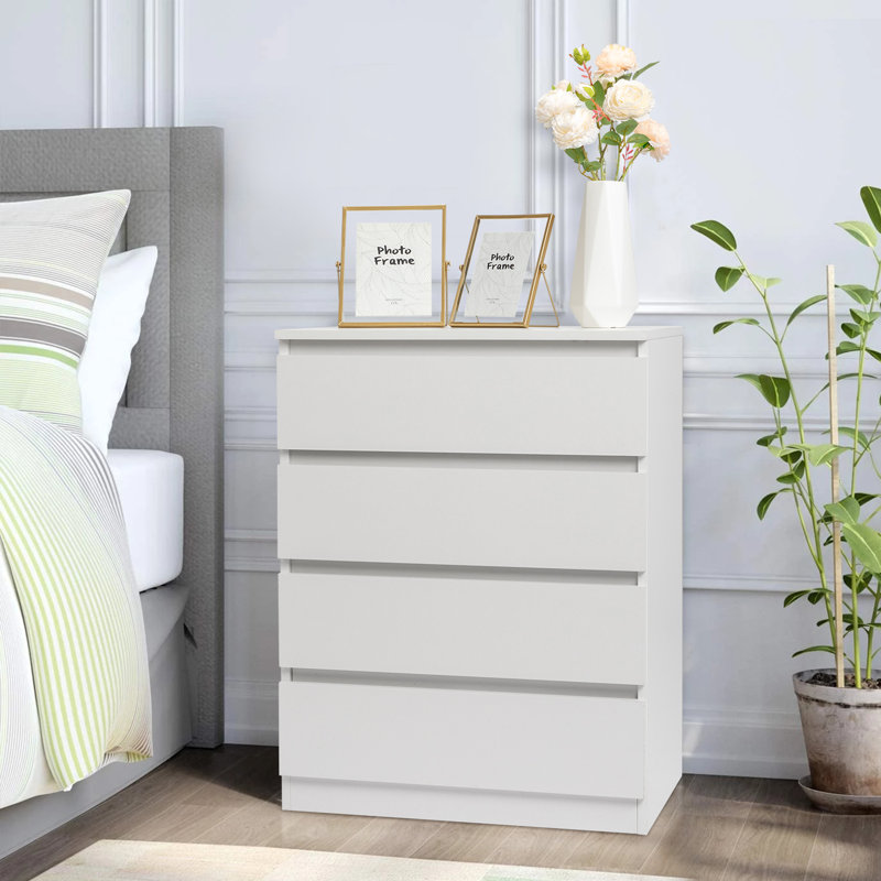 23.62" W 4 Drawers Storage Cabinet, White