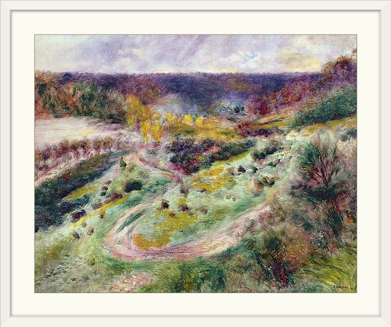 «Landscape at Wargemont, 1879» par Pierre-Auguste Renoir, reproduction d'art, H 27 po x l 32 po x P 1 po, Cadre blanc
