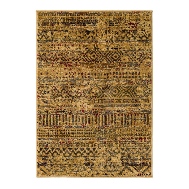 Tissu en polypropylène beige et noir Blakely, Rectangle 2 pi x 3 pi 1 po