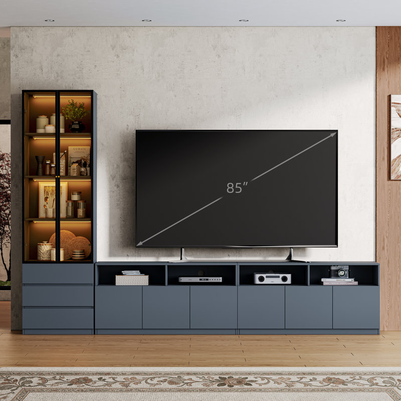 Meuble audio-vidéo Crafton, H 81,1 po x l 118,1 po x P 15,7 po, Gris